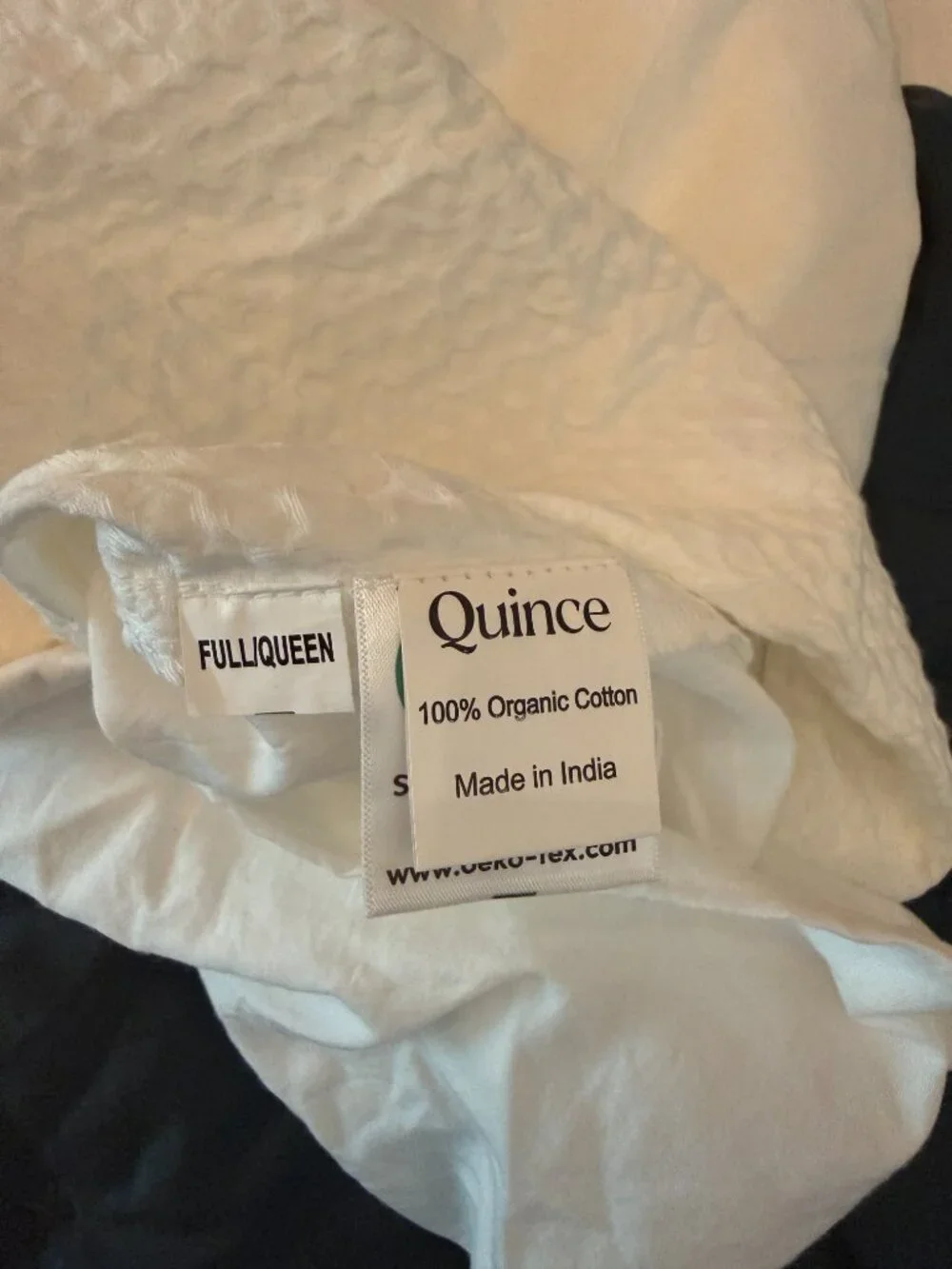 QUINCE Organic Luxe Honeycomb Duvet Cover Set QUEEN in WHITE NWOT